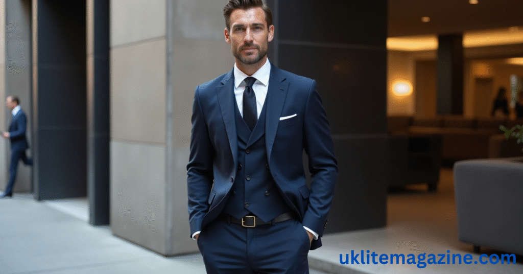 Navy Suit Black Shoes